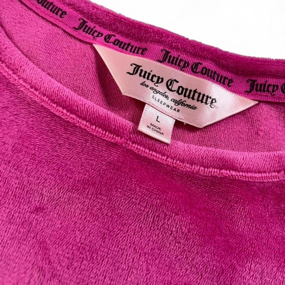 Juicy Couture Pink Velour Tank Top Large Y2K Rhinestone Logo Bling Aesthetic - Picture 4 of 4